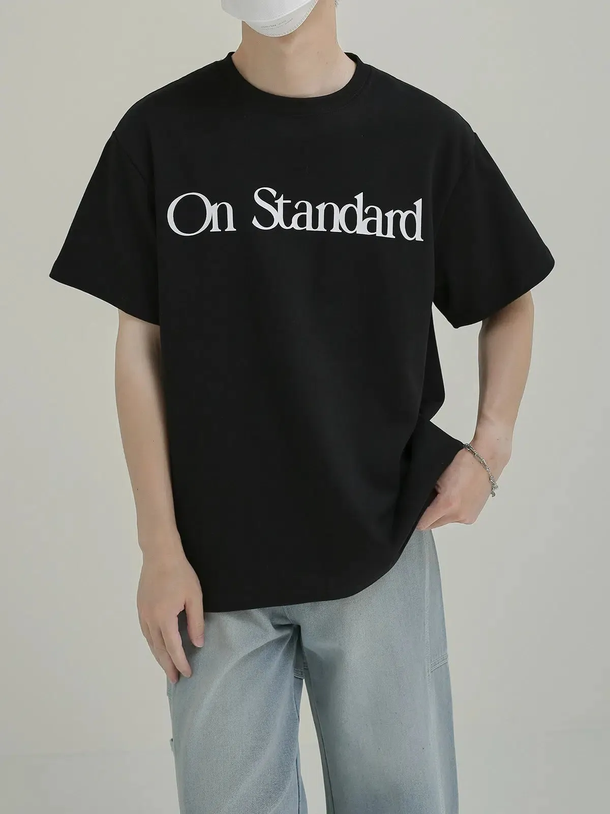 Drop Shoulder Crew Neck Printed T-shirt