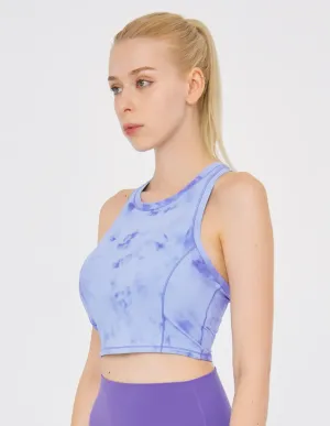 easyoga LA-VEDA Airbrush Cropped Tank - FJ2 Purple Watercolor