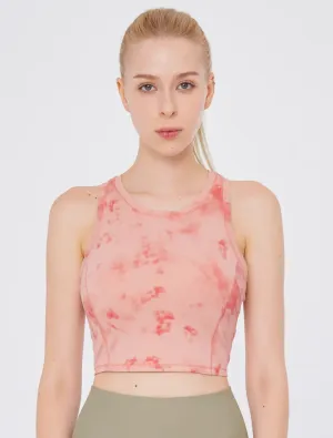 easyoga LA-VEDA Airbrush Cropped Tank - FJ4 Pink Watercolor
