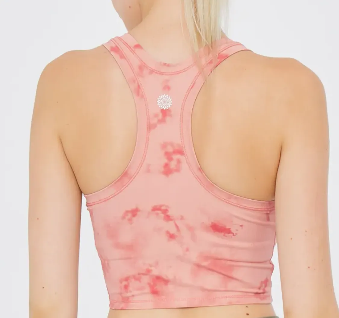 easyoga LA-VEDA Airbrush Cropped Tank - FJ4 Pink Watercolor