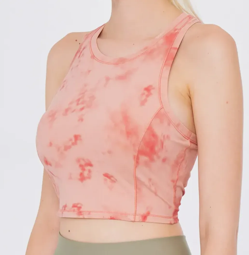 easyoga LA-VEDA Airbrush Cropped Tank - FJ4 Pink Watercolor