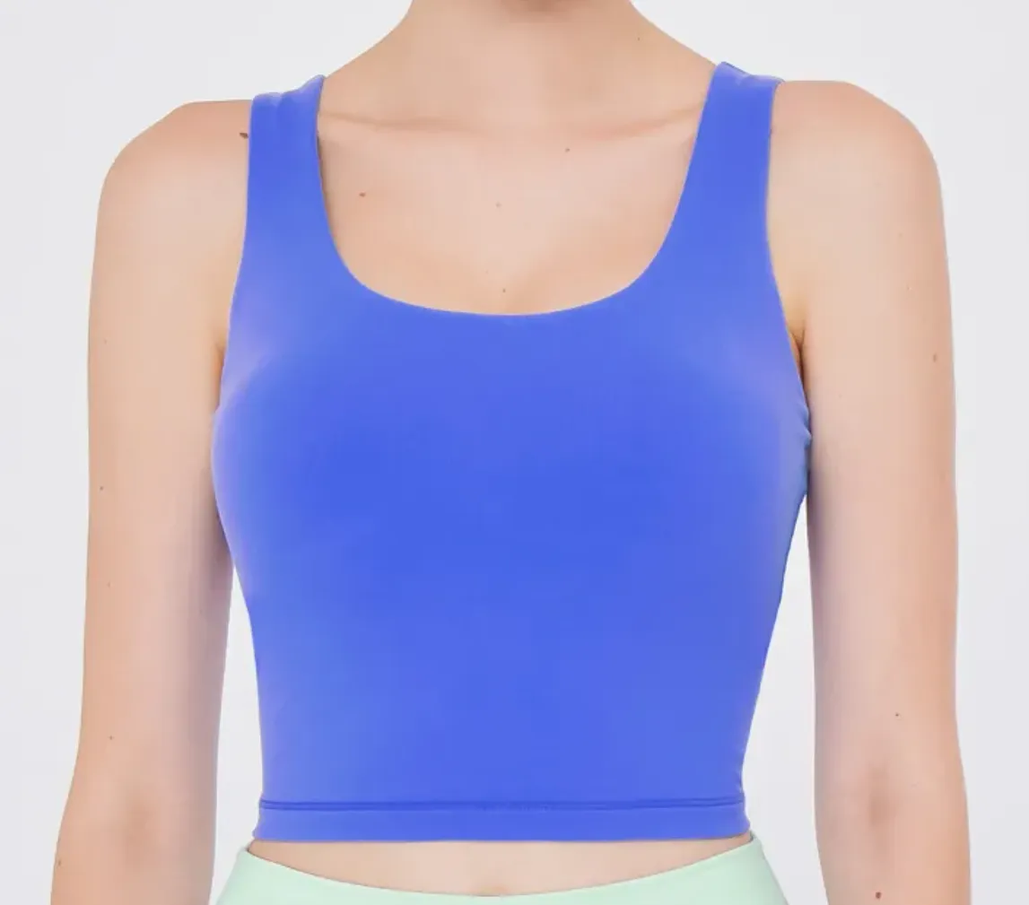 easyoga LA-VEDA Striped Cropped Tank - B2 Blue