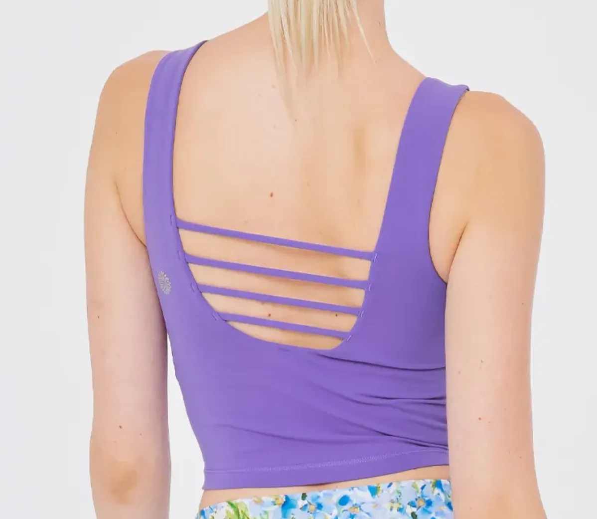 easyoga LA-VEDA Striped Cropped Tank - P07 Violet