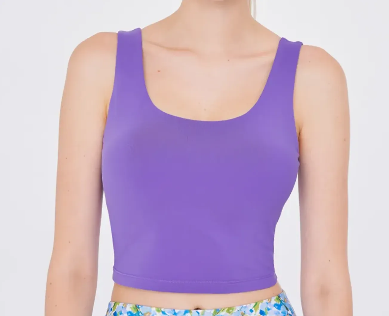 easyoga LA-VEDA Striped Cropped Tank - P07 Violet