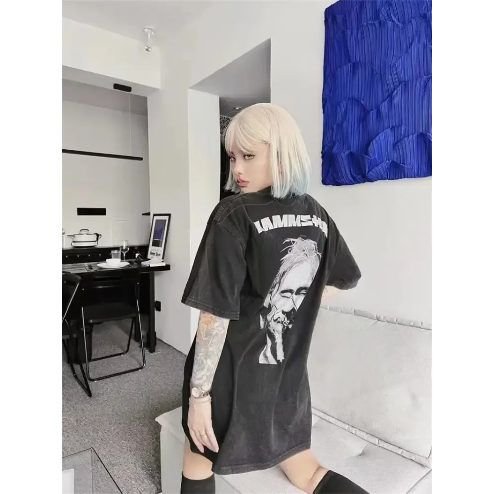 Edgy Grunge Tee with Rock Heritage for Y2K Style Enthusiasts