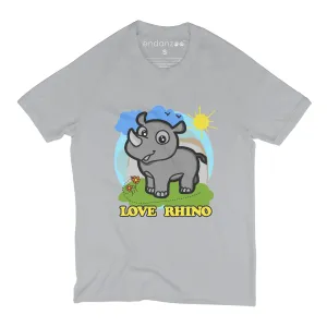 Endanzoo Organic Short Sleeve Kids Tee Shirt - Rhino In A Wonderful World
