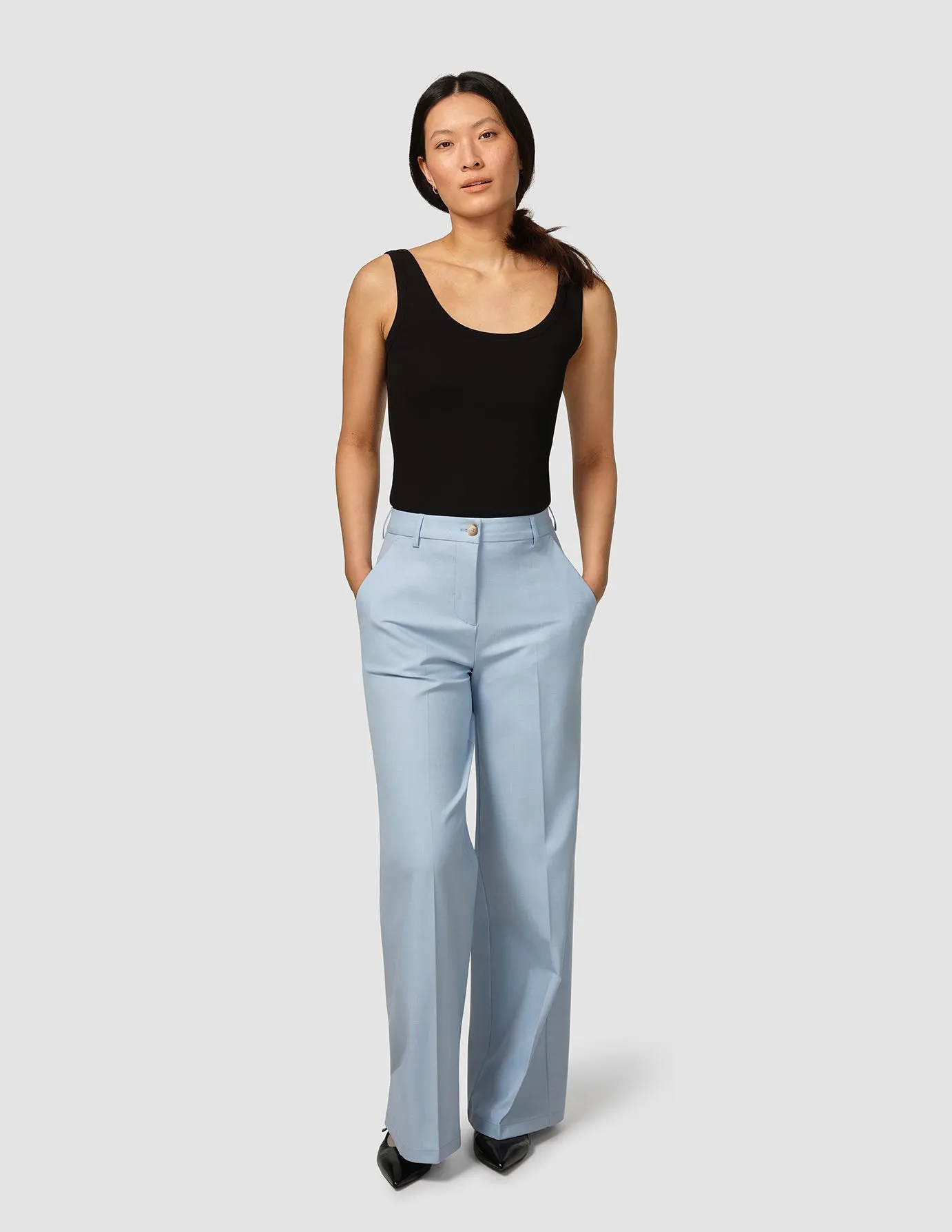 Essential Pants Wide Sky Blue Melange