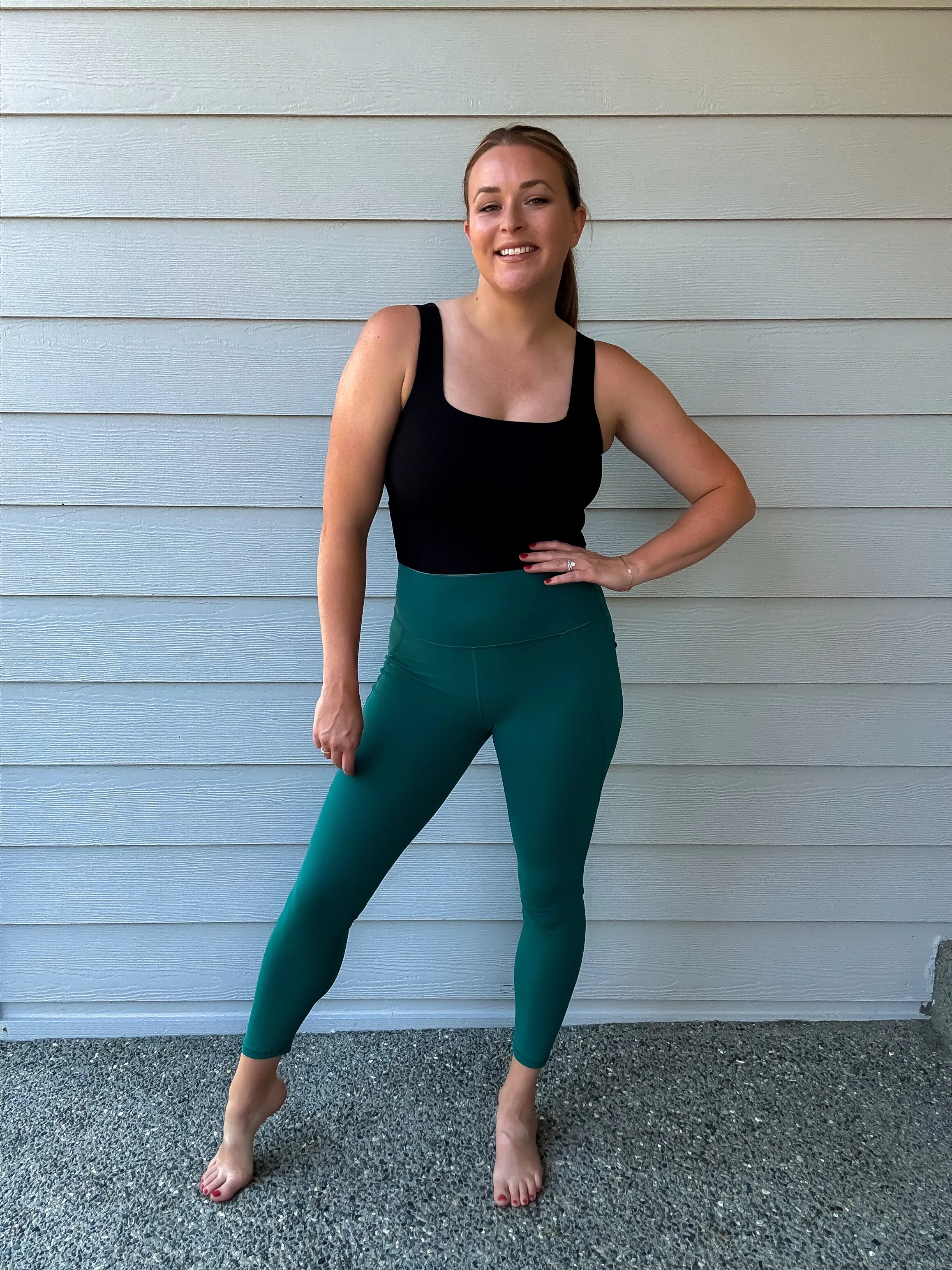 Essential Solid High Waist Leggings in Teal