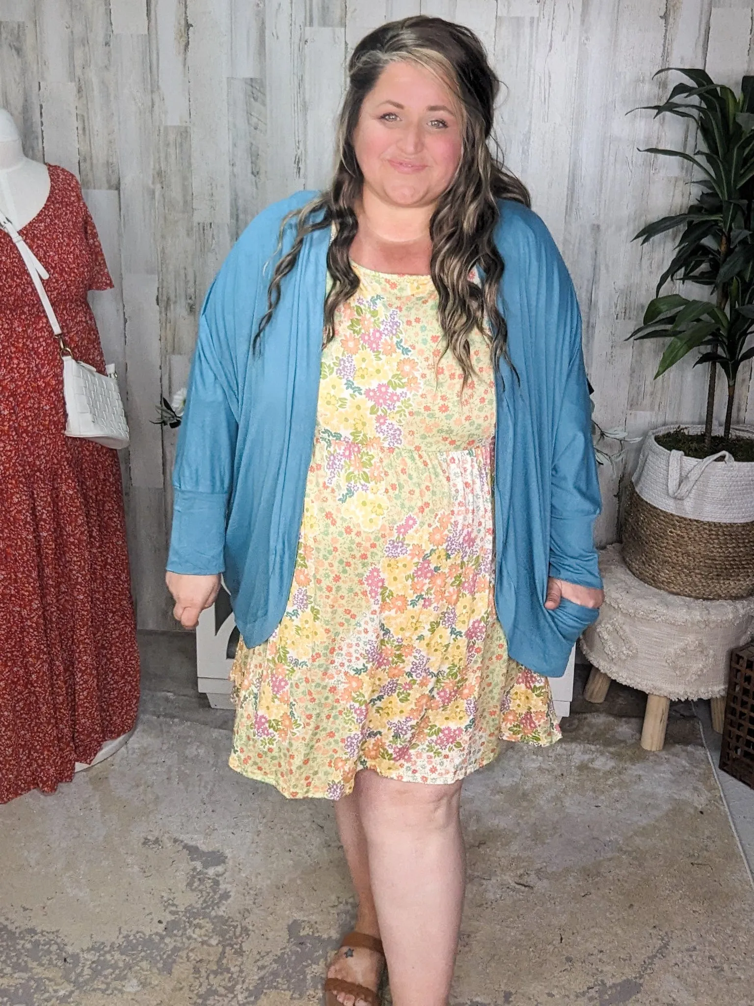 Esther Square Neck Babydoll Dress in 60s Florals