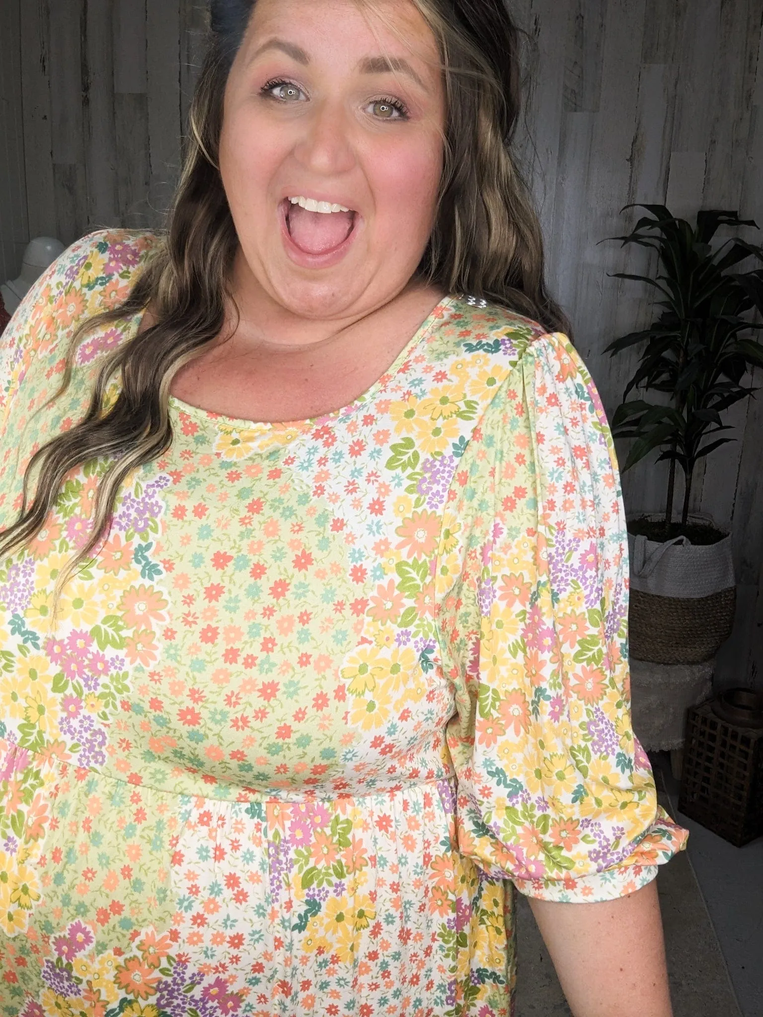 Esther Square Neck Babydoll Dress in 60s Florals