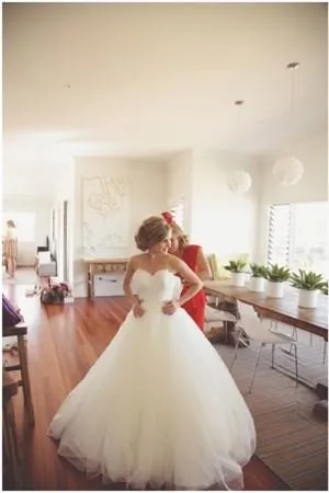 Feather Sweetheart Wedding Dress with Romantic Tulle Skirt