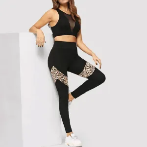 FierceFusion High-Waist Colorblock Animal Print Leggings