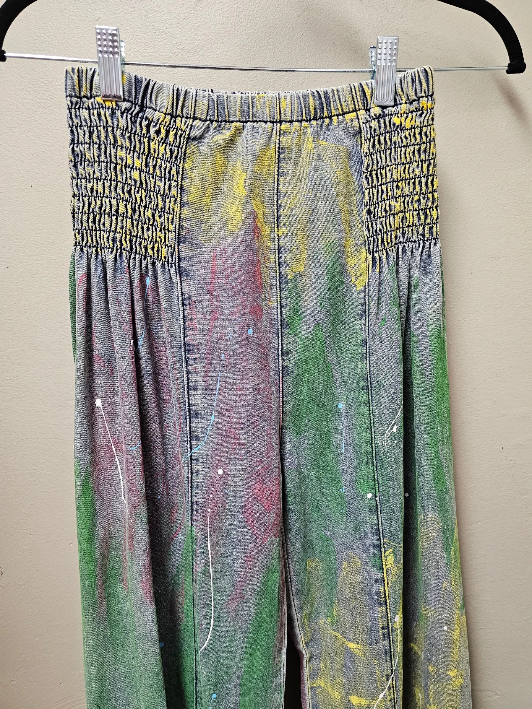 FINAL SALE WAS $74.99  Fun and Colorful Paint Splattered Denim Pants