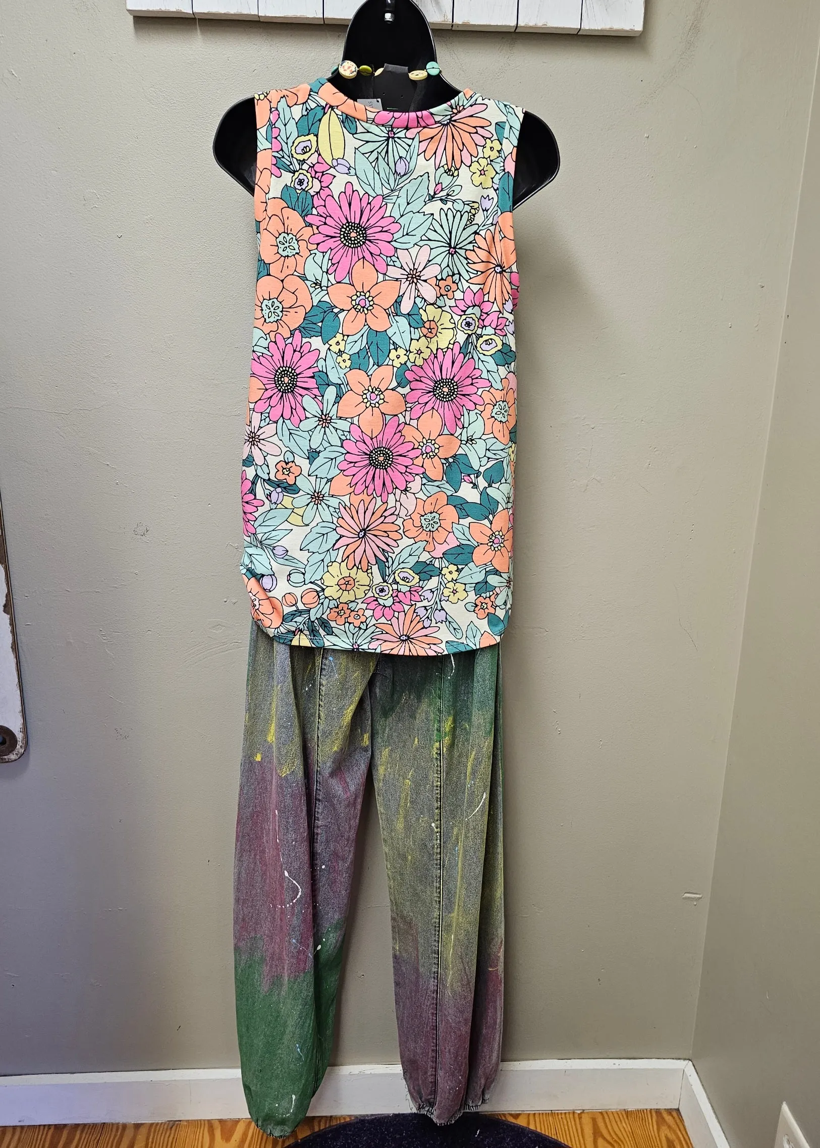 FINAL SALE WAS $74.99  Fun and Colorful Paint Splattered Denim Pants