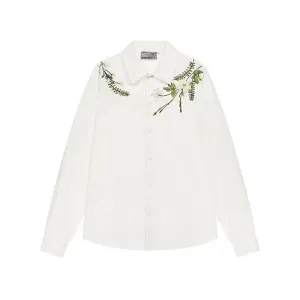 Floral Embroidered Long-Sleeved Shirt