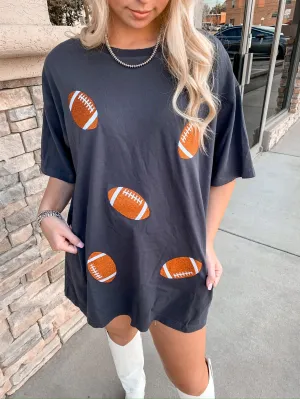 Football Ready Glitter Oversized Tee