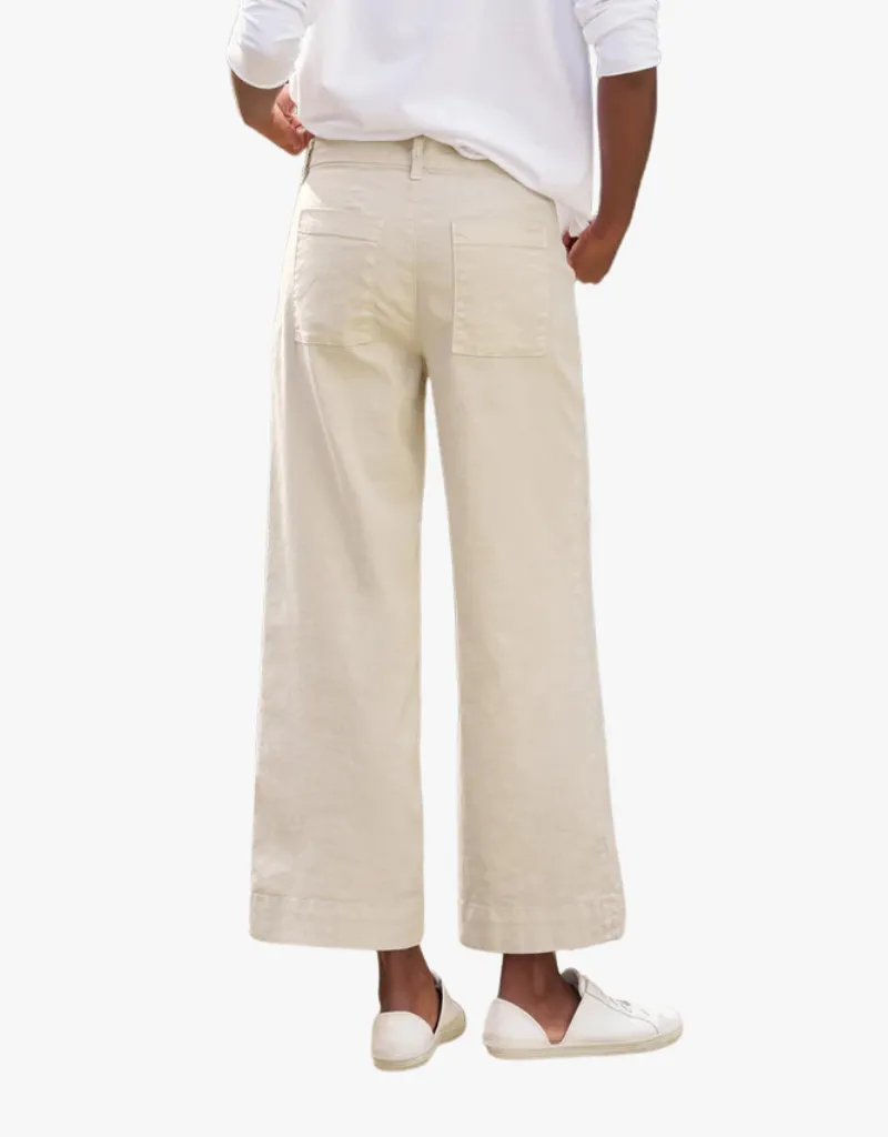 Frank & Eileen Wexford Wide-Leg Linen Pants in Cement (Italian Performance Linen)