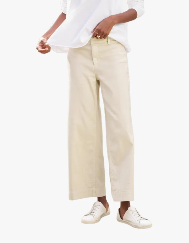 Frank & Eileen Wexford Wide-Leg Linen Pants in Cement (Italian Performance Linen)