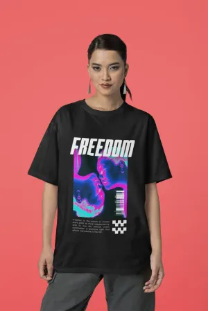Freedom - Unisex Oversized Cotton Graphic Printed T-Shirt