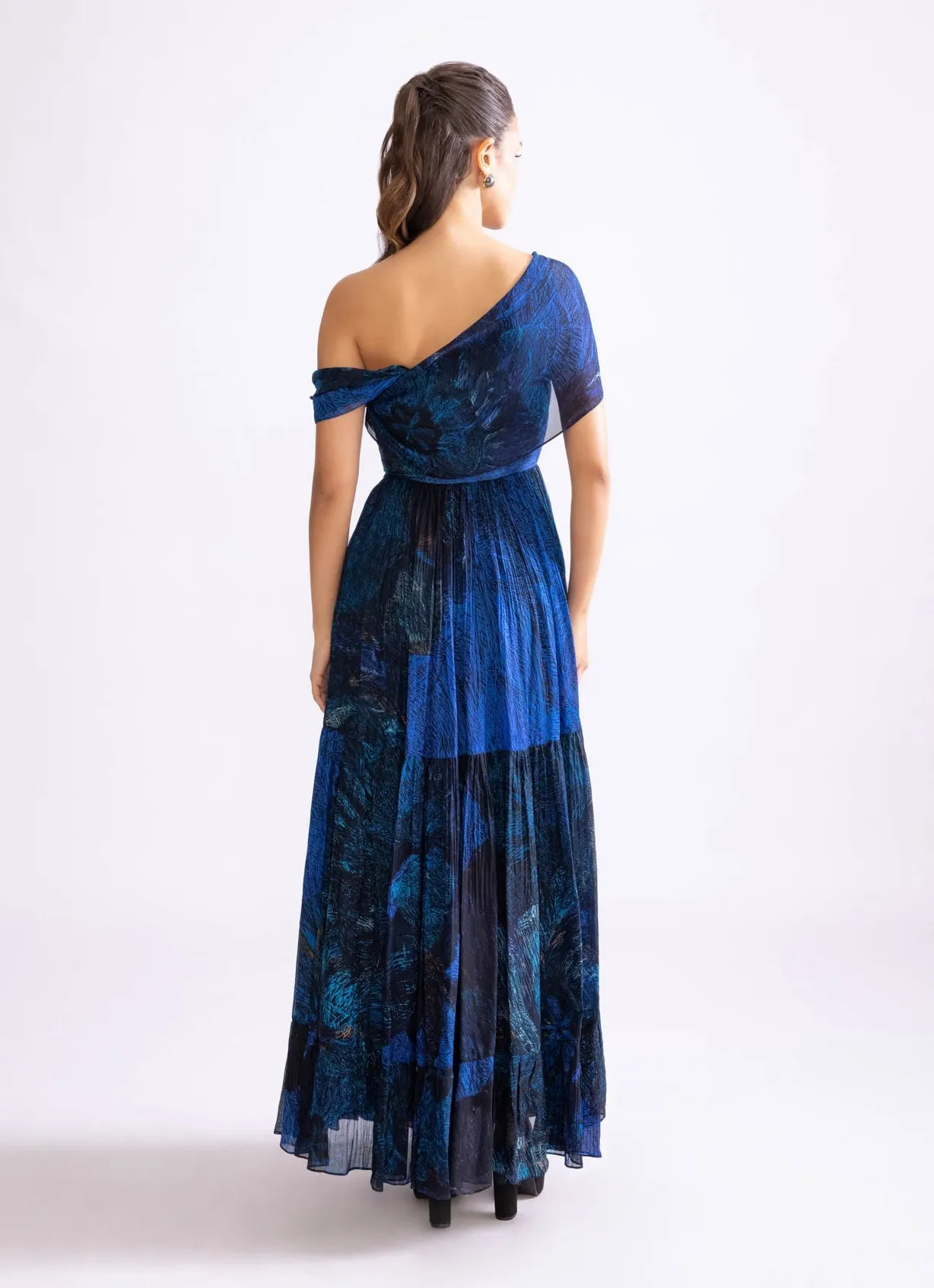 Freya blue tiered effect dress