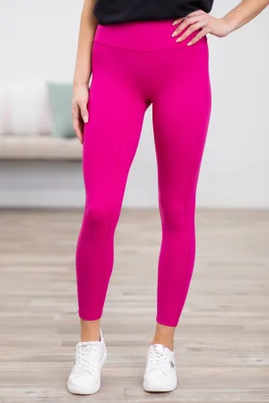 Fuchsia High Waist Wide Waistband Leggings
