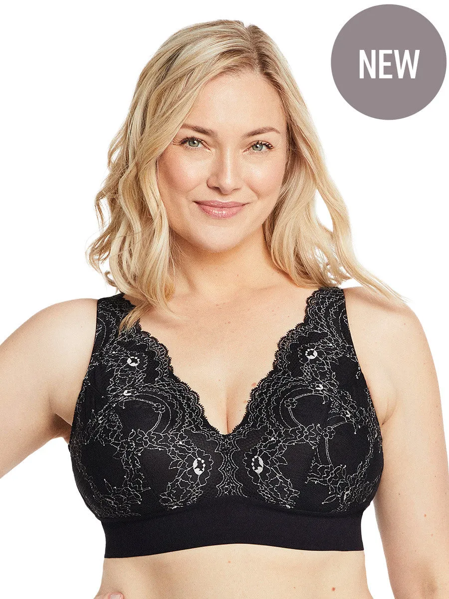 Glamorise Bra 7013 - Lexington Lace Plunge Bralette - Black