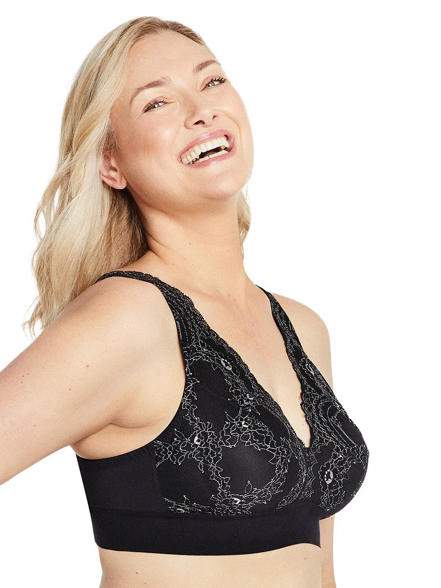 Glamorise Bra 7013 - Lexington Lace Plunge Bralette - Black