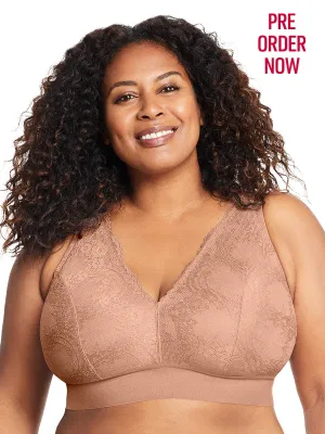Glamorise Bra 7013 - Lexington Lace Plunge Bralette - Cappuccino