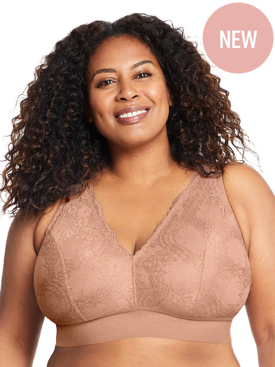 Glamorise Bra 7013 - Lexington Lace Plunge Bralette - Cappuccino