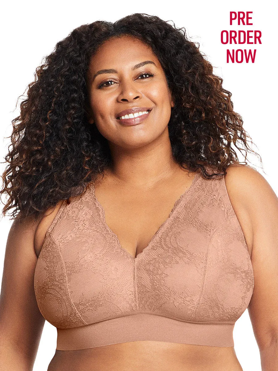 Glamorise Bra 7013 - Lexington Lace Plunge Bralette - Cappuccino