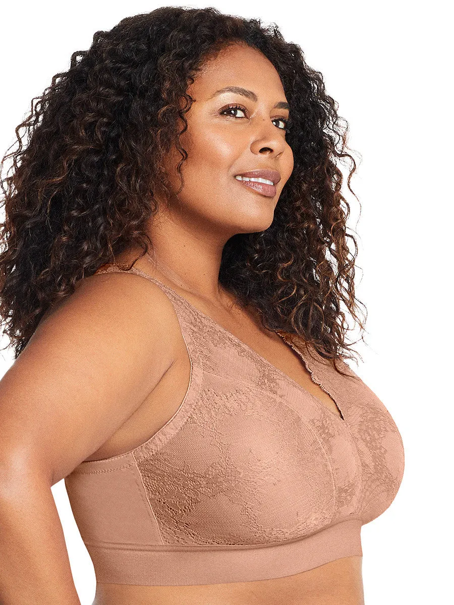 Glamorise Bra 7013 - Lexington Lace Plunge Bralette - Cappuccino