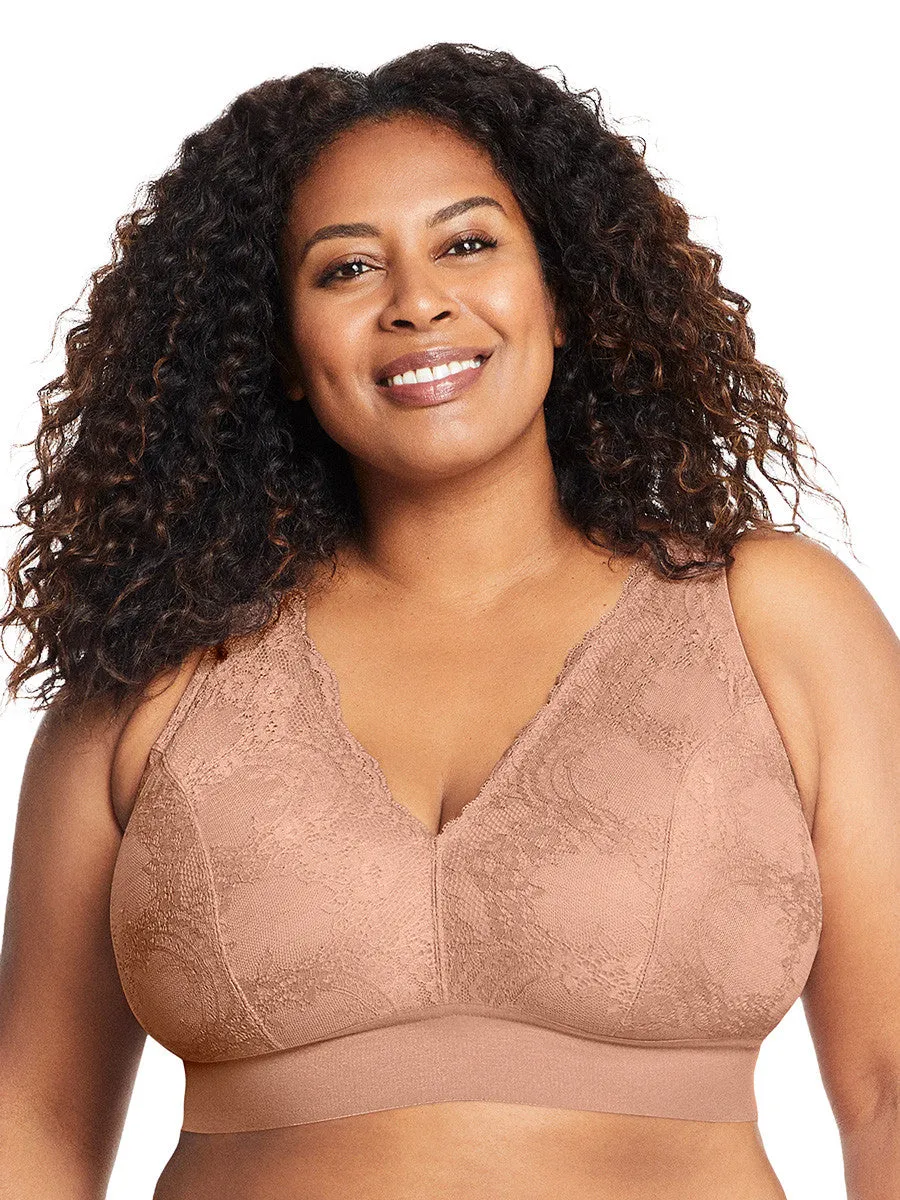 Glamorise Bra 7013 - Lexington Lace Plunge Bralette - Cappuccino