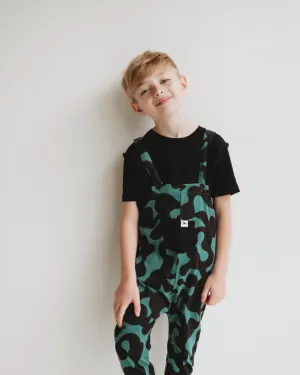 Green Abstract Swirl Print Dungarees