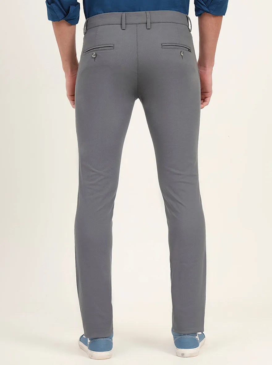 Grey Solid Super Slim Fit Casual Trouser | Greenfibre