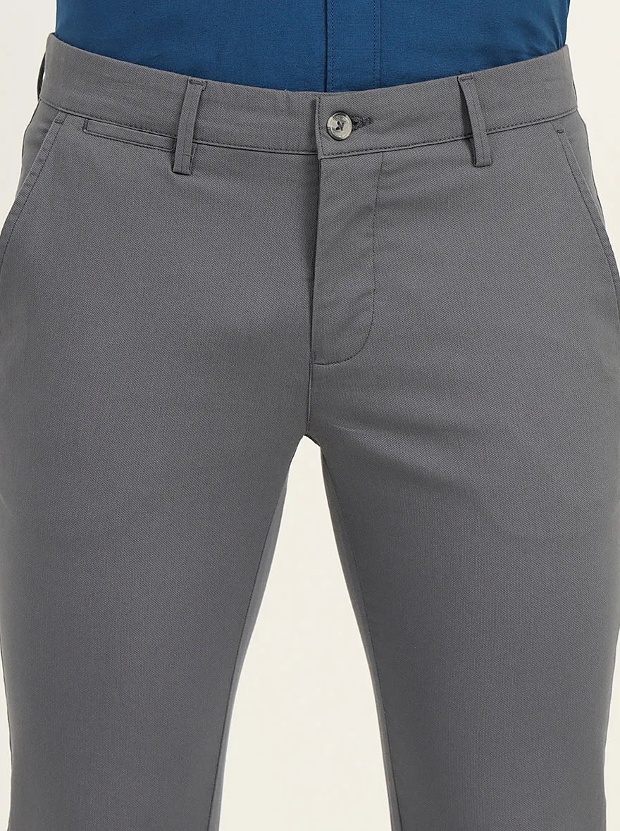 Grey Solid Super Slim Fit Casual Trouser | Greenfibre