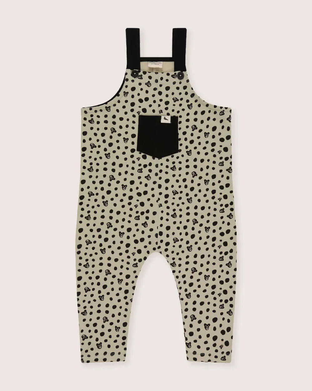 Grey Spotty Bear Print Dungarees
