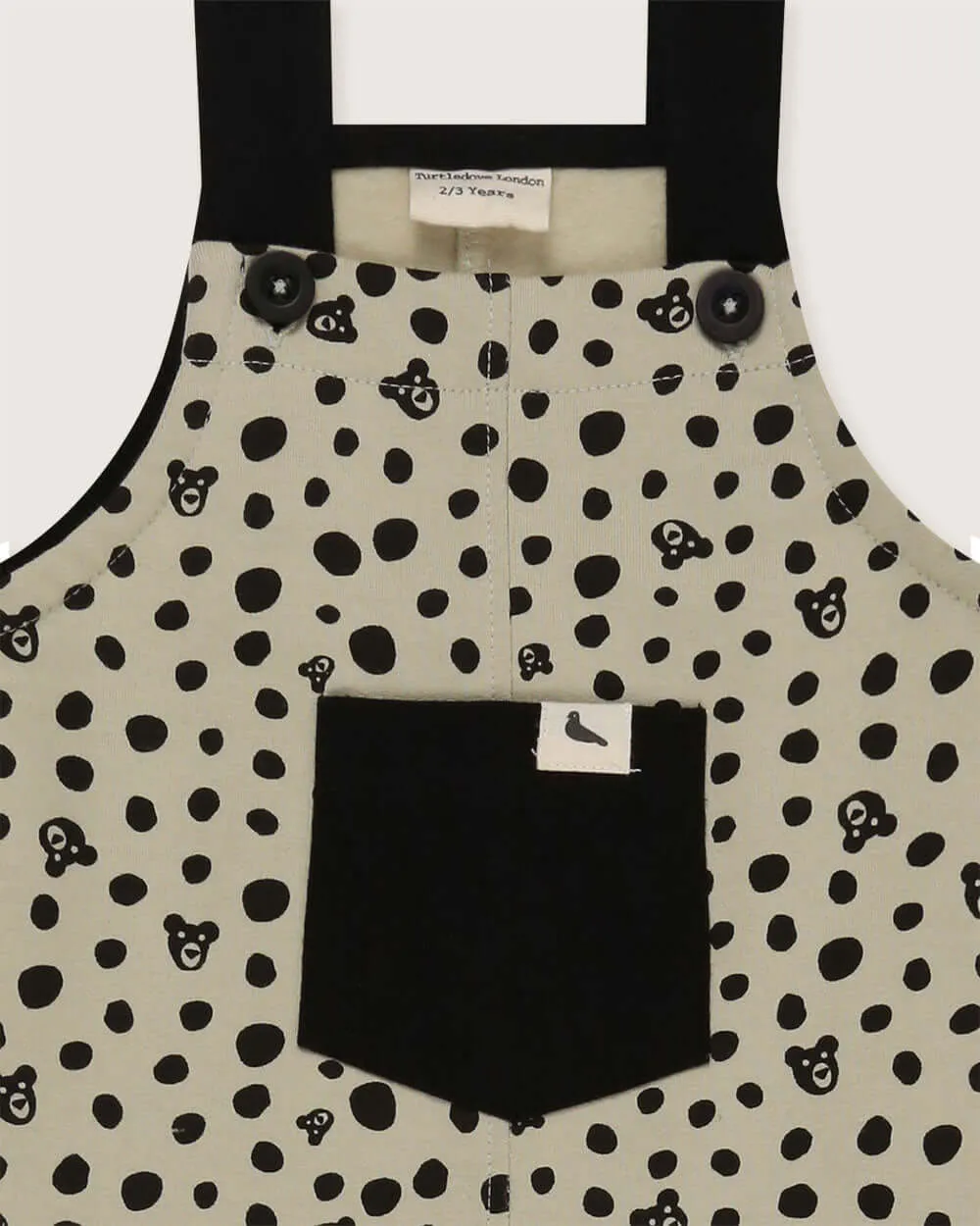 Grey Spotty Bear Print Dungarees