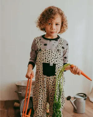 Grey Spotty Bear Print Dungarees