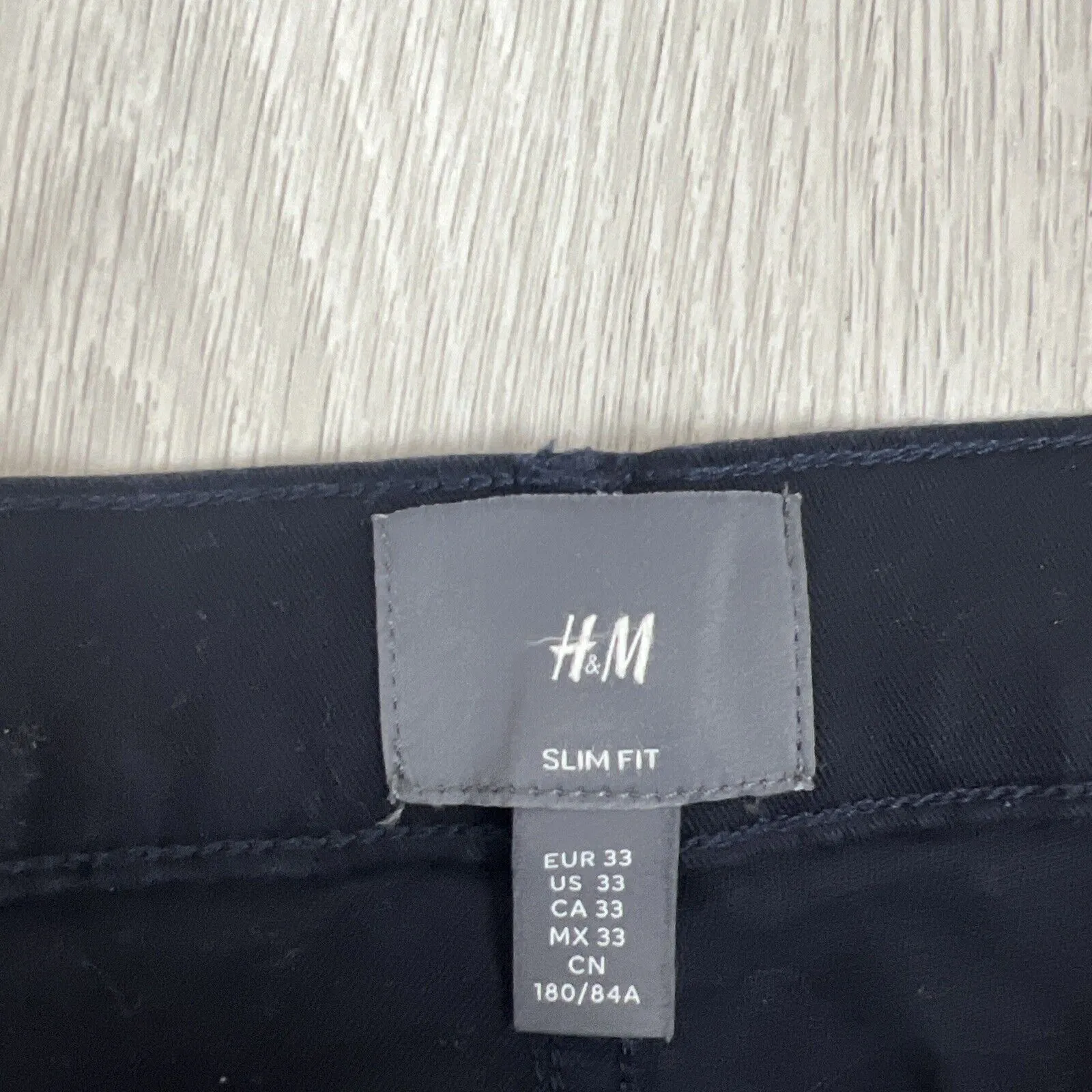 H&M Mens Dark Navy Slim Fit Chinos Size 33