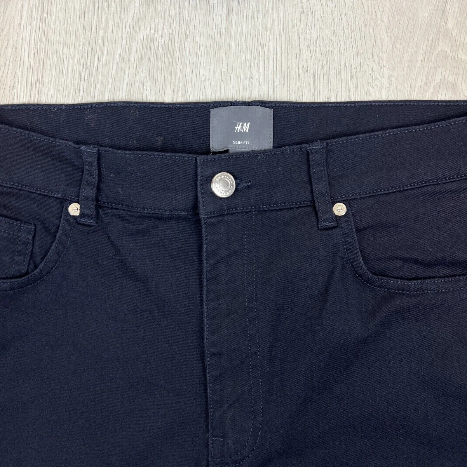H&M Mens Dark Navy Slim Fit Chinos Size 33