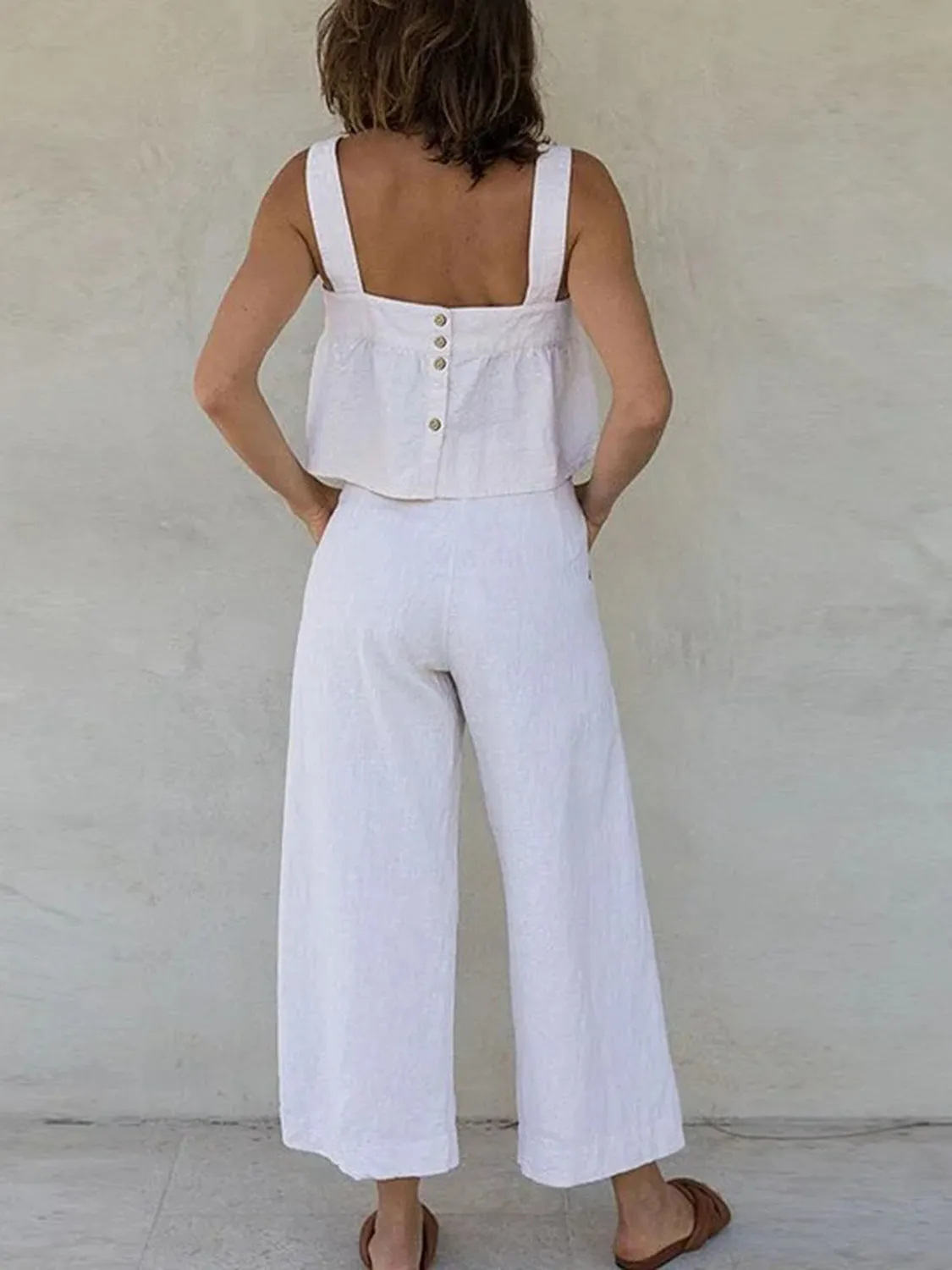 Hazel Blues® |  Square Neck Wide Strap Top and Pants Set