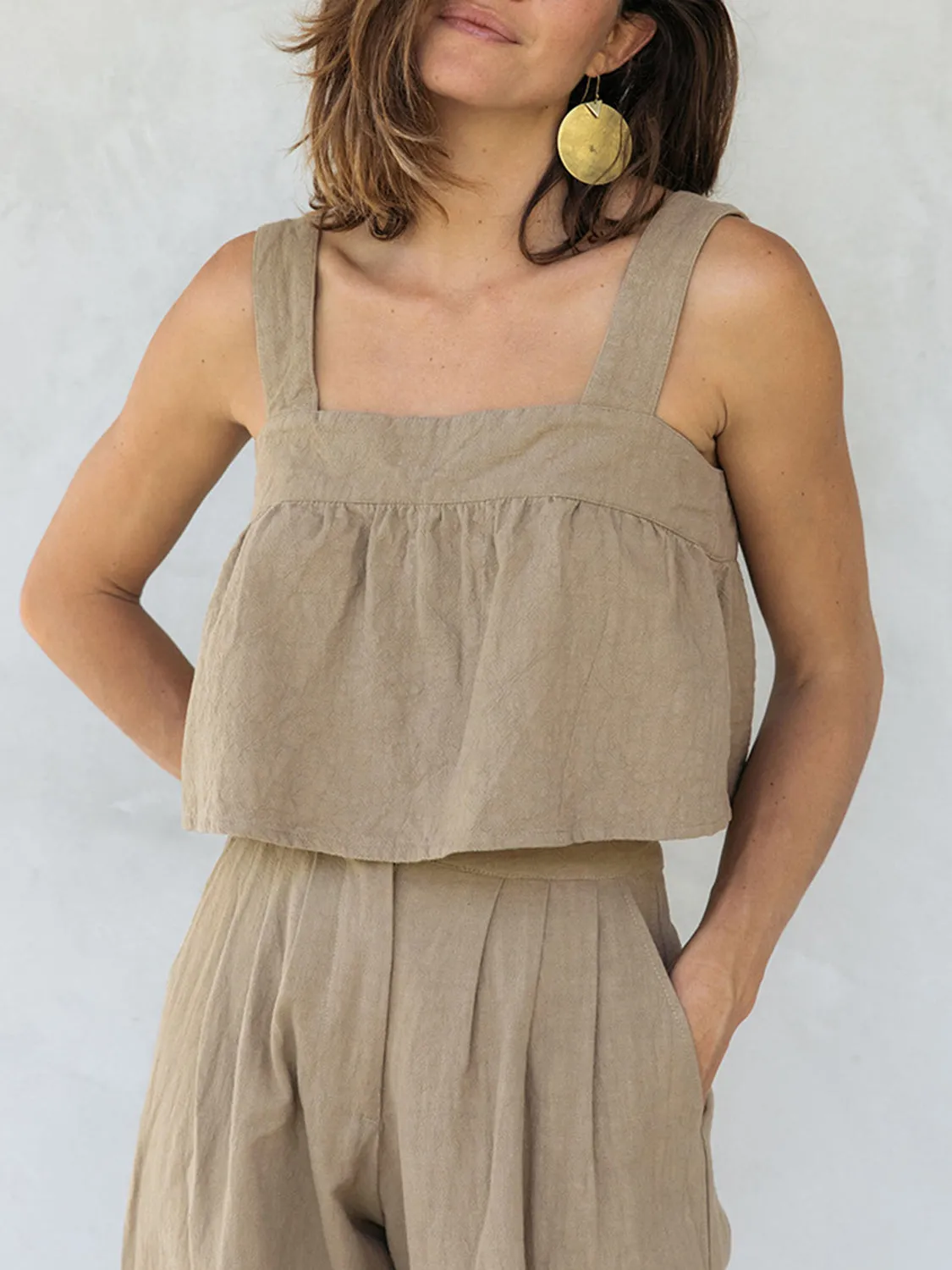 Hazel Blues® |  Square Neck Wide Strap Top and Pants Set