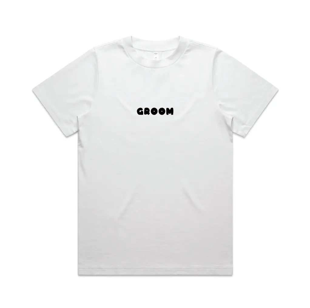 Here Comes The Groom Tee | Black on White