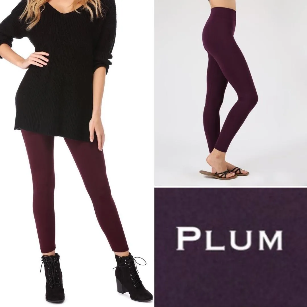 High Rise Burgundy Fleece Leggings