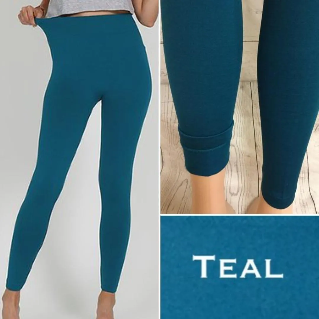 High Rise Burgundy Fleece Leggings
