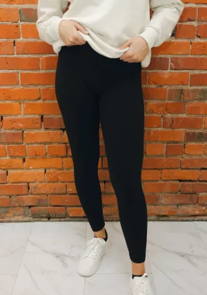 High Waist Basic Leggings - Black