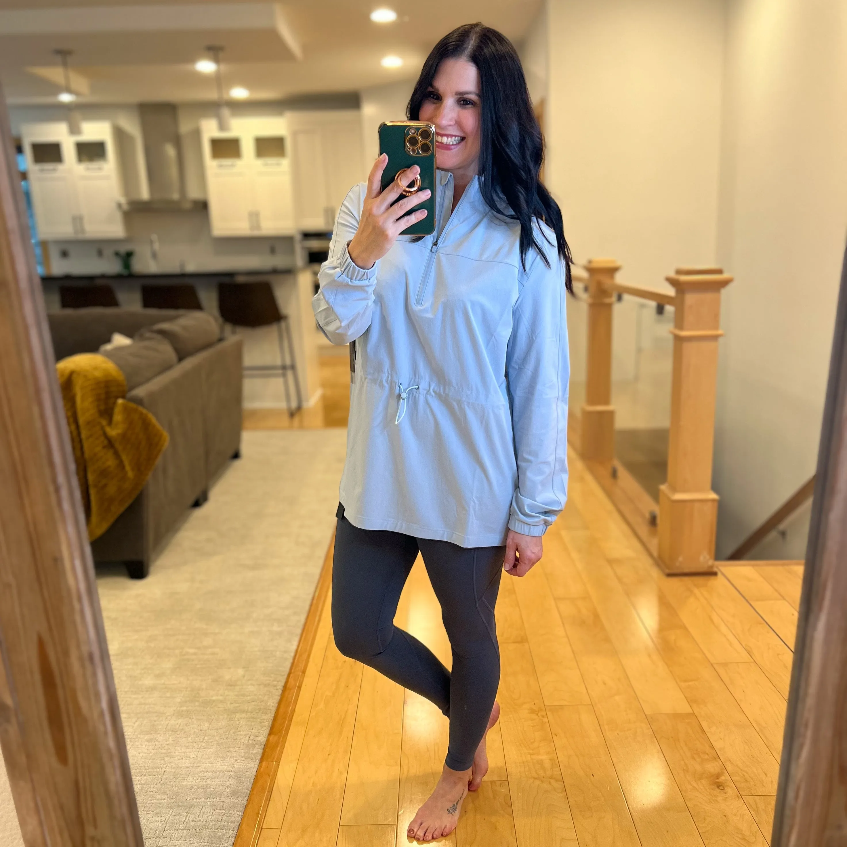 High waist Essential Panel Leggings - Grey Blue