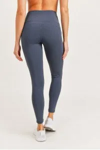 High waist Essential Panel Leggings - Grey Blue