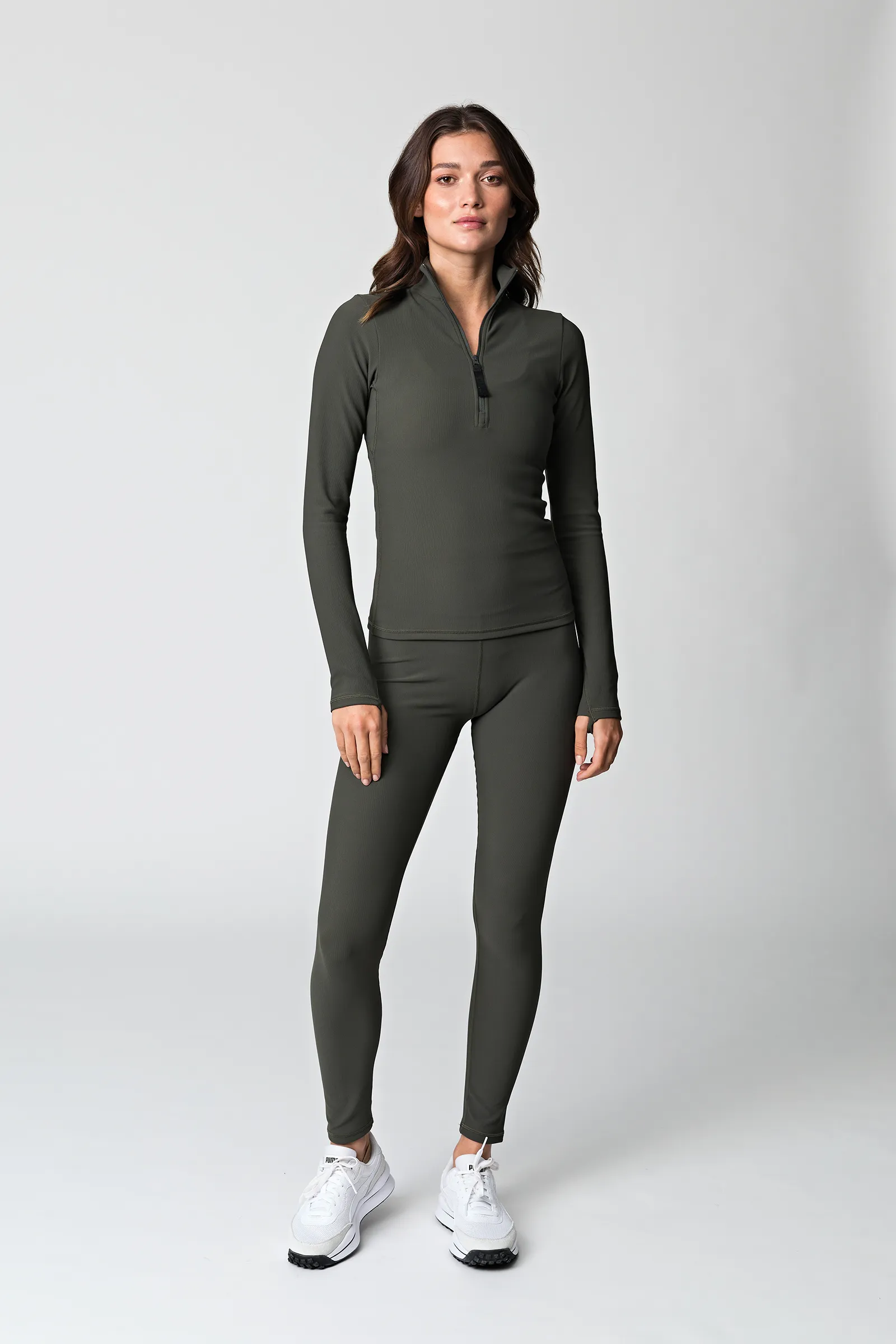High Waist Flo Rib Legging - Olive