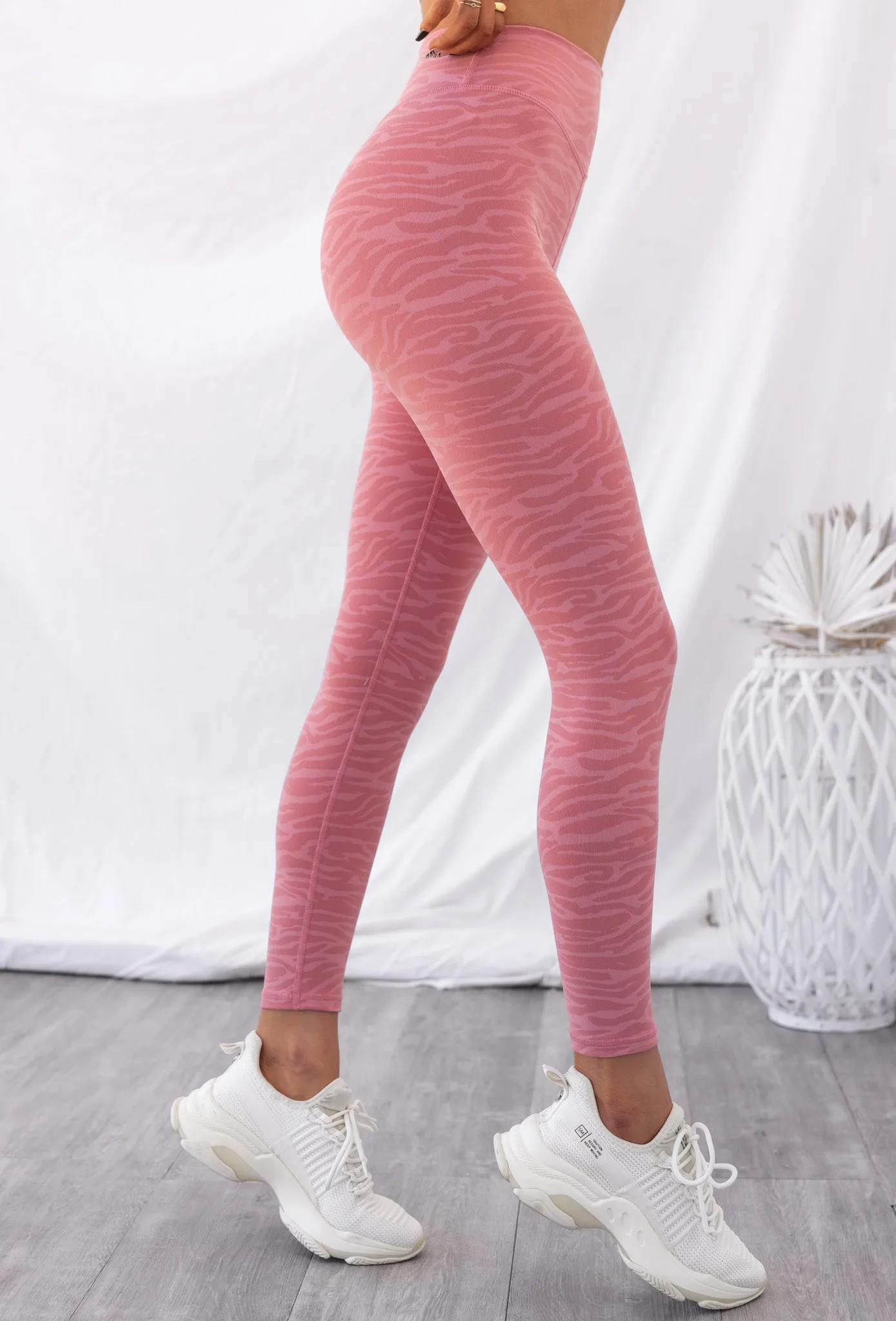 High Waist Leggings - Pink Zebra